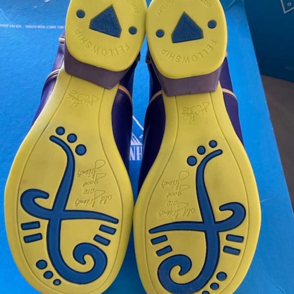 LAST Fluevog Martha Fellowship Lace Up Purple Neon Green 7.5 7 Leather Retro - Picture 6 of 15